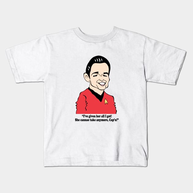 ENGINEER SCOTTY FAN ART Kids T-Shirt by cartoonistguy